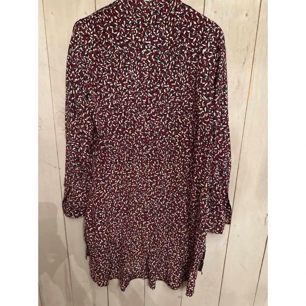Tory Burch Red Agate‎ Confetti Print Silk Shirt Dress 6 Boho NWT 450$